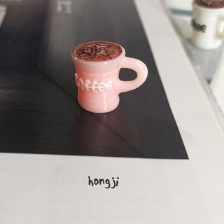 咖啡牛奶造型多肉植物微景觀盆栽 Q274 飲料空鳳苔蘚創意裝飾 辦公室桌面綠化療癒小物, 1個, C款粉色杯一只