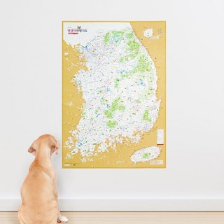 여행지도 댕댕이 여행지도+멍발자국 스티커 - 우리나라 지도, 본상품