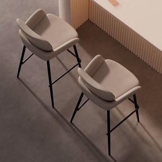 吧臺椅 高腳凳 中島椅 吧檯凳 靠背椅 餐桌椅 前臺凳 工業風復古吧臺椅家用高腳凳子鐵藝靠背椅輕奢酒吧椅子前臺收銀, 1個, 灰色纳帕皮-座高65cm【加粗碳钢制腿】,264源头工厂直发 一件也是出厂价