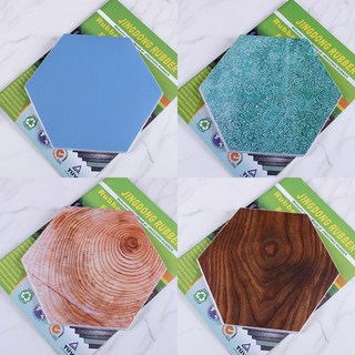 4종 육각형 데코타일 컬러앤우드 패턴 하드코팅 포인트 타일시트지, HOMS258