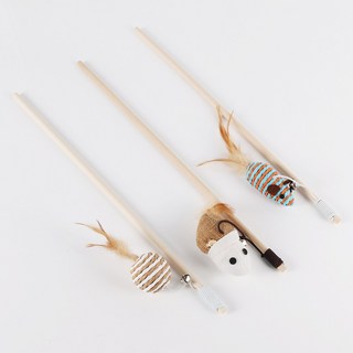 ATB 고양이 깃털 쥐 장난감 낚시대 3종 세트, 1개