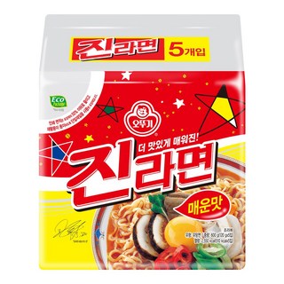 [씰 스티커 증정] 오뚜기 진라면 순한맛/매운맛 (120gx5) 골라담기, 매운맛 (120gx5) 1개+씰스티커 1장