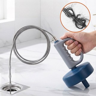 피플피 하수구 뚫는 기구 뚫어뻥 스프링 와이어 관통기, 블루