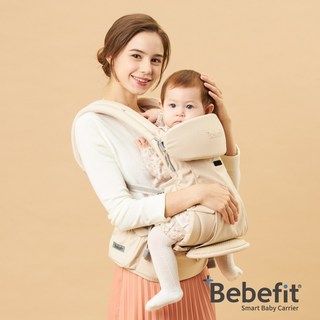 【Bebefit】韓國S7 旗艦款 智能嬰兒揹帶 折疊腰凳, 奶油米, 奶油米