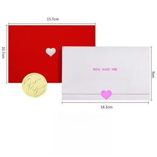 2세트 필기 카드 봉투 씰링 스티커 어두운 패턴 발렌타인 생일 축복 인사말 및 편지에 적합, 06 You and me pink