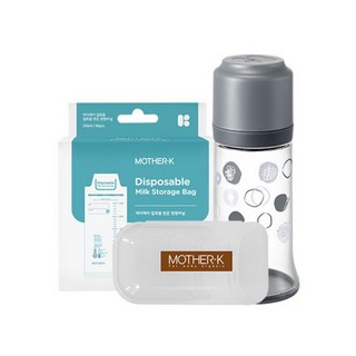 마더케이 일회용 젖병 일반형 세트 젖꼭지케이스 + 젖병비닐60매 + 일회용젖병 250ml, 그레이, 1세트