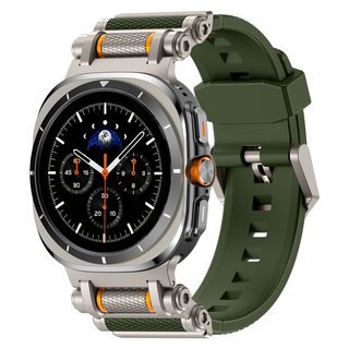 FALANDO 갤럭시워치8 울트라 2025 티타늄 메탈 스트랩 실리콘 시계줄 스포츠 밴드 호환 47mm, 티타늄 그린