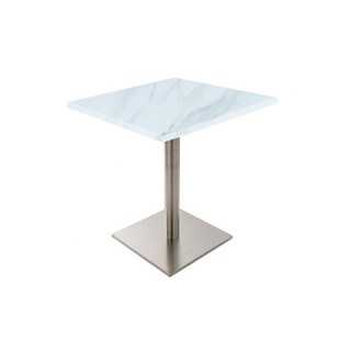 防潮塑合板餐桌 咖啡店桌椅/咖啡桌/方桌/圓桌/休閒桌/洽談桌, 不鏽鋼方盤+白大理石(60*60公分)