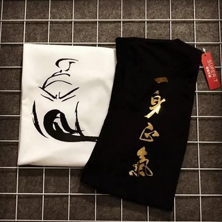 嵐陽服飾 關公仿金一身正氣T恤《MIT任搭3件498》臺灣製潮春夏情侶裝寬鬆中國風文字印花純棉短袖上衣