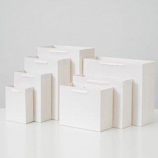 두꺼운 화이트 종이가방 고급 쇼핑백 튼튼한 종이쇼핑백 대형 무지 선물 미니 인쇄 제작 정사각 어젠다, 두꺼운 화이트 소 (16x8x22), 10개