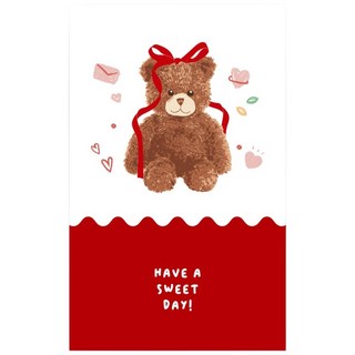 곰돌이 스윗데이 사각스티커 발렌타인데이 화이트데이 스티커, 100매