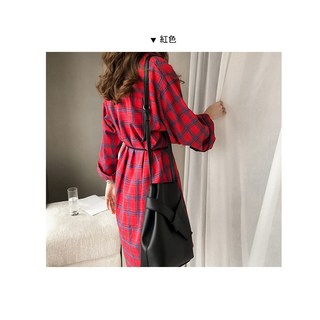 【崔可小姐】BF風格紋薄款防曬衣中長款長袖襯衫【HD0027】