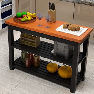 fashionboby 料理台 中島 廚房桌子 - 雙層操作臺 簡易置物架 多功能切菜長桌, 90X45X80三層  顏色