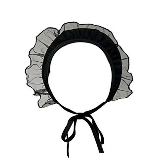 臺灣出貨 少年齊 黑色係帶白色花邊超僊日係少女遊泳帽超僊網紅遊泳帽拍照 NVKZ, 1個, 黑色蕾絲泳帽