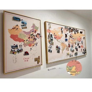 세계지도마크넷 액자 자석 대형지도 타공판, 70x90+180x90cm, 프레임+세계지도+펀칭핀50개