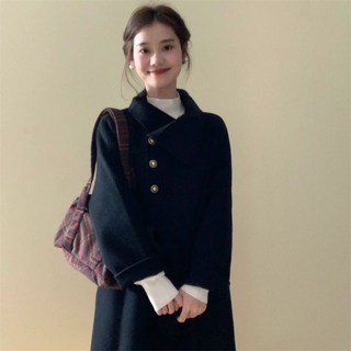 루스리더 겨울 여성 카라넥 데일리 기본 모직 롱 코트 EW11