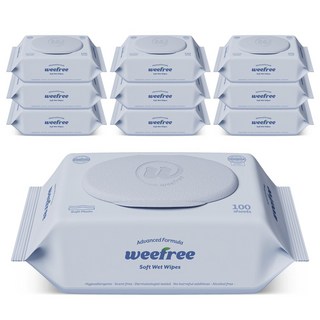 위프리 소프트 블루 아기물티슈 캡형, 10개, 100매, 50g