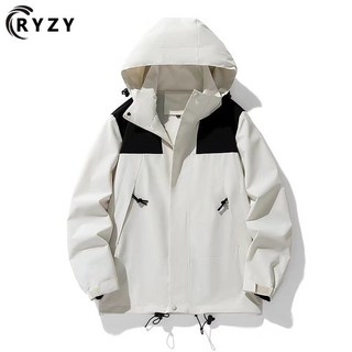 RYZY 品牌 秋季戶外衝鋒衣 寬鬆透氣登山外套 防風騎行外套 防水黑色夾克 輕量薄款外套 男女同款大尺碼