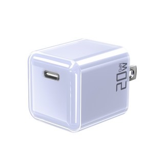 最小 20W PD快充 迷你不發燙 氮化鎵 豆腐頭 迷你快充 bsmi認證 快充頭 pd快充 typec 充電頭 充電器, 1個, 迷你冰雪 20w Gan 紫色