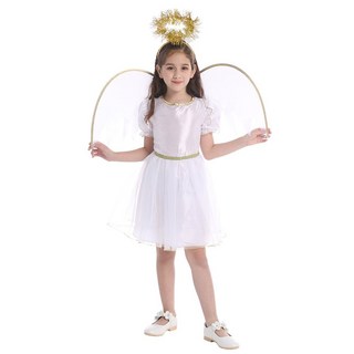 兒童小天使舞臺錶演服 節日演出道具帶翅膀萬聖節角色扮演服裝女生, 可愛小天使,130-140cm, 1個