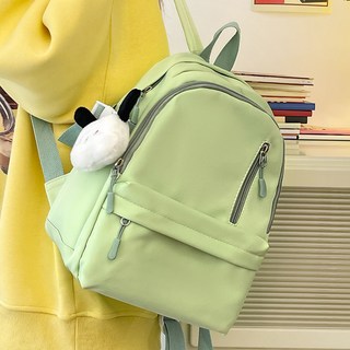迷你日系書包 輕便旅行小背包 大學生休閒簡約小號雙肩包, 黃色,+毛絨掛件