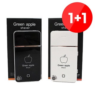 1+1 그린애플 휴대용 USB 충전식 전기면도기, 블랙 + 블랙, 그린애플 면도기