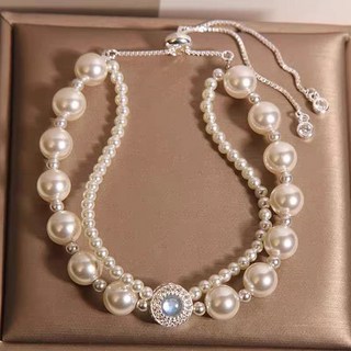 Mimi shop 雙層海藍珍珠手鍊女精緻氣質高級感手串