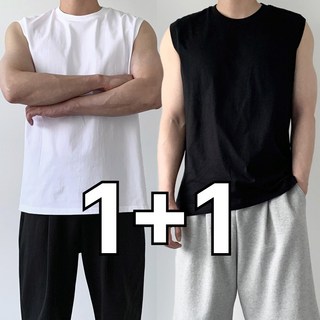 면100% 미제이 남자 민소매 티셔츠 오버핏 나시 1+1