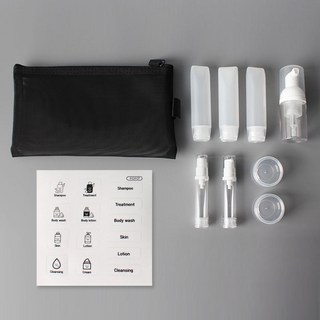 포포라운지 여행용 출장용공병 소분 크림 로션 용기 파우치 세트 풀세트키트, 1개, 컬러키트 스티커A