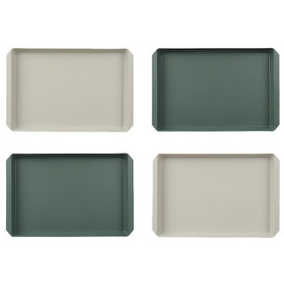 incoc 彩色托盤4入組, 橄欖綠 + 奶油米