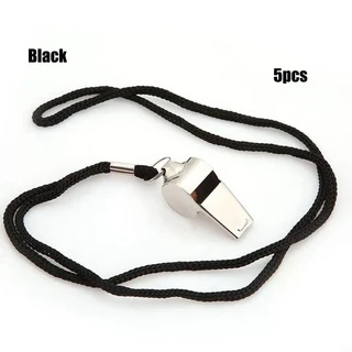 교통 신호수 전동 호루라기 스테인레스 스틸 랜야드 전문 심판 라이프가드 서바이벌 스포츠 시끄러운 금속 5 팩, 5pcs, 1개