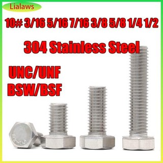 BSW/UNC/UNF 외부 육각 나사 3/16 1/2 10 304 A2 스테인리스 스틸 풀 스레드 머리 볼트, 14 3I16-24(10pcs)BSW, 12 5I8