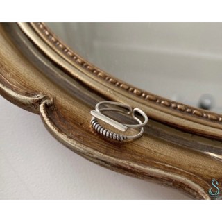 SUMMER韓 925純銀寬面豬鼻戒 雙層線圈戒 韓國銀飾