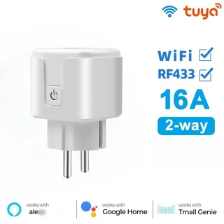 RF 220V 16A Tuya 스마트 소켓 433MHz 무선 원격 제어 3000W EU 플러그 음성 타이머 모니터, 01 CHINA, 03 WIFI RF Plug