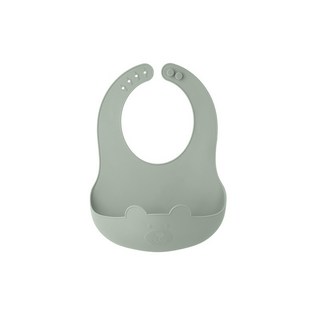 JELLY STAR 立體矽膠圍兜 吃飯圍兜 防水圍兜 圍兜兜 寶寶圍兜 莫蘭迪純色 防漏兜, 莫蘭迪-綠, 1個, 1個裝