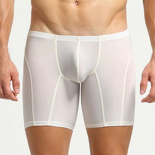 台灣發貨 高品質冰絲舒適加長版素色柔軟防磨內搭褲 運動健身居家 男士四角褲內褲