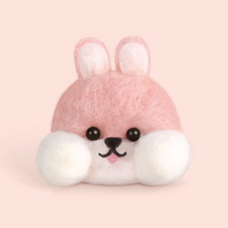 韓國大創 Daiso 限量 嘟嘟臉 DIY 羊毛氈 材料包 手工製作 戳戳樂毛氈 吊飾 娃娃 動物 公仔 禮物 小娃娃, 1個, 大頭 兔子