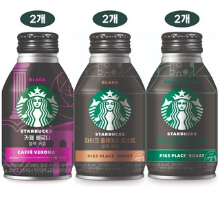 스타벅스 블랙캔커피 3종(카페베로나블랙+파이크플레이스로스트블랙+파이크플레이스로스트 스위트블랙), 275ml, 6개