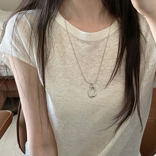써지컬스틸 드롭 심플 뱀줄 어글리링 롱 목걸이