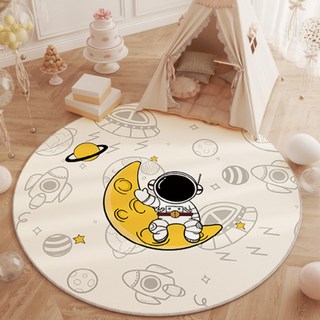 寶寶抓週地毯一週歲生日抓鬮毯圓形裝飾親膚爬行毯水晶絨地毯代發, 奇妙太空-圓