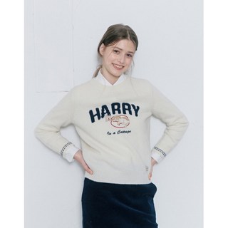 [헤지스 여성] [24FW] HSSW4DL87IV 가격인하울100 아이보리 헤리 인타샤 라운드넥 스웨터 2587082