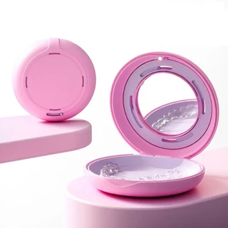 거울 청소 치아가있는 자기 클로저 리테이너 케이스 밀봉 된 가짜 5 색 마우스, 01 pink