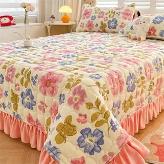 두꺼운 밀크 벨벳 매트리스 토퍼 따뜻한 퀼트 침대 시트 겨울용 따뜻한 다다미 매트 패드 매트리스 보호 커