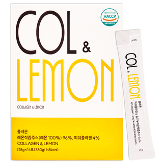 유기농 레몬즙원액 100% 스틱 물 한방울 넣지 않은 식약청인증 콜레몬 NFC 저분자 콜라겐 함유, 1박스, 350g