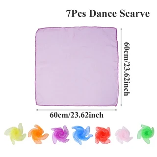 7pcs 솔리드 컬러 얇은 쉬폰 나일론 실크 스카프 매직 쇼 공연 댄스 캔디 컬러 선물 스카프 투명 Neckerchi