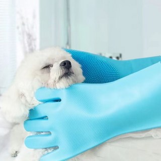 다르앤 애견 강아지 고양이 반려동물 목욕장갑, 퍼플 수세미털장갑, 1세트