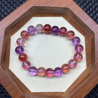 天然紫黃晶手珠 紫水晶手鍊 玻利維亞黃水晶手串 夢幻紫幽靈水晶手鏈 晶透瑩潤紫晶 助眠招貴人提升魅力