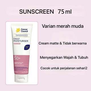 Cancer Council 防曬乳 SPF50，戶外活動適用，長效防水防汗，溫和不刺激, 1個, Pink 75ml