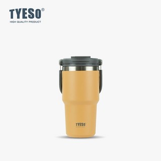 TYESO Tumbler 대용량 손잡이 텀블러 보냉보온 캠핑 직장인 차량용, 옐루우, 1개, 600ml