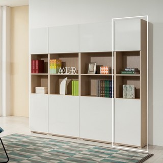 더파인스 책장 붙박이 거실전면 시스템 틈새 도어형, 화이트오크